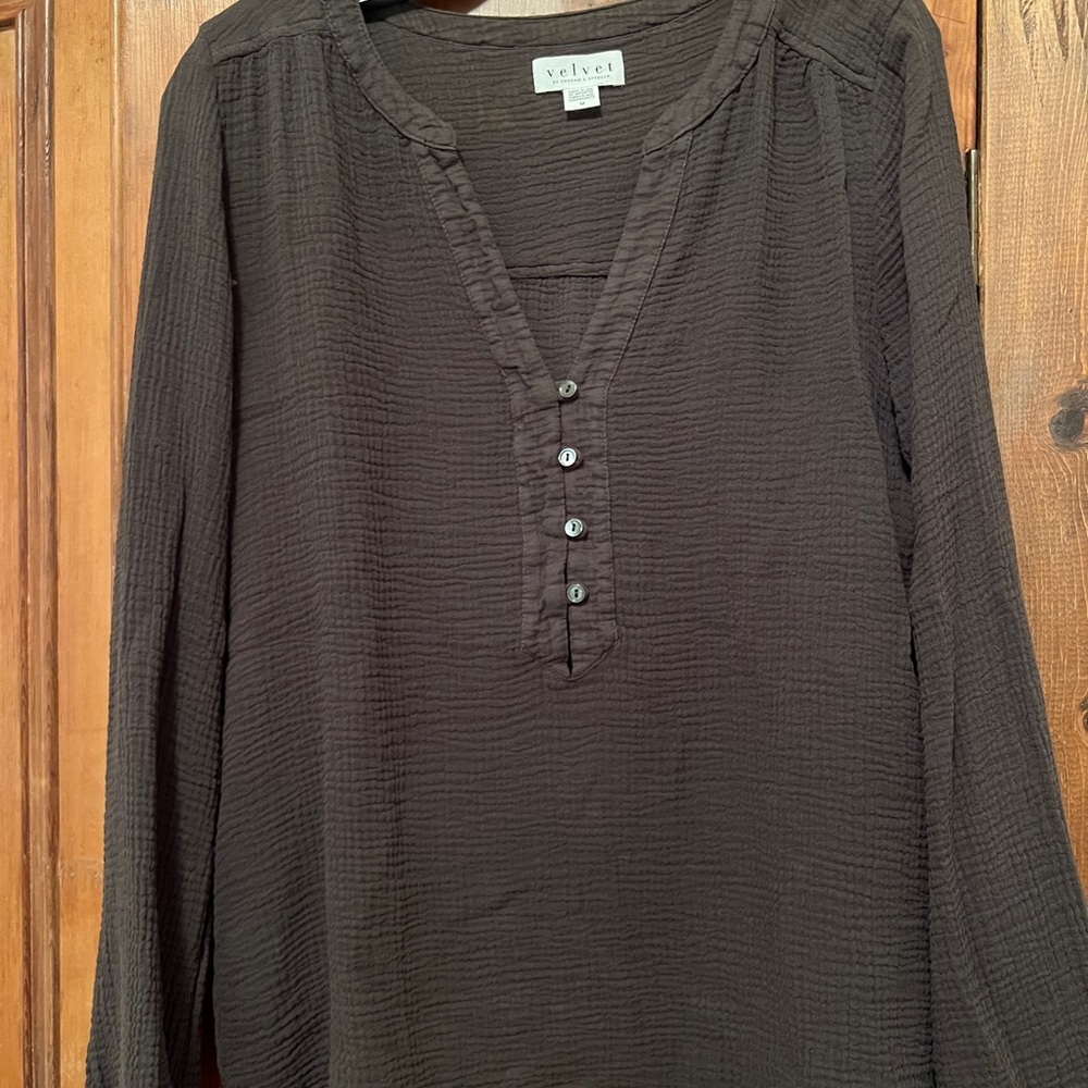 Velvet women’s Dark Green olive Button Down Shirt